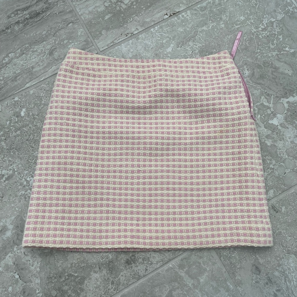 Banana Republic pink checkered wool miniskirt